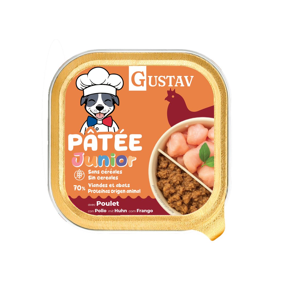 Barquette Gustav pâtée pour chiot au poulet 150 g