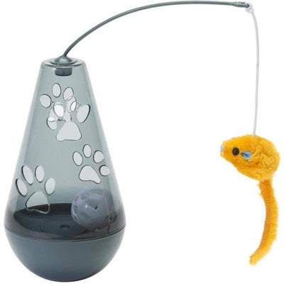 ZOOMALIN Jouet Culbuto Canne à Pêche 9x3cm Gris et Orange pour Chat