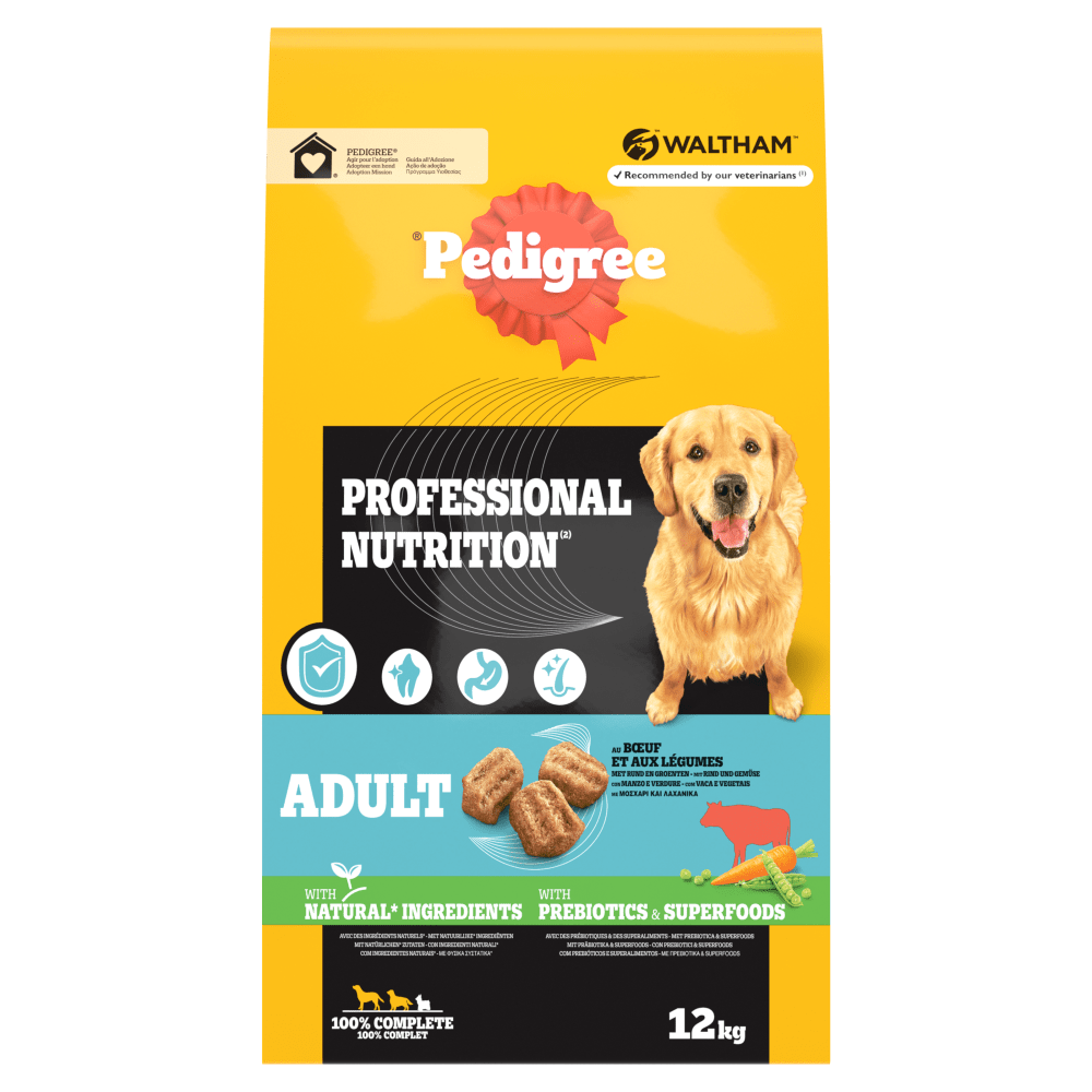 PEDIGREE Professional Nutrition Croquettes au Bœuf et aux Légumes pour Chien Adulte 12 kg