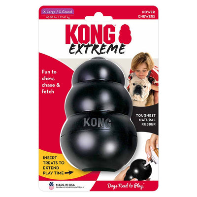 KONG Extreme Jouet à Garnir en Caoutchouc Noir pour Chien Mâcheur Puissant Taille XL