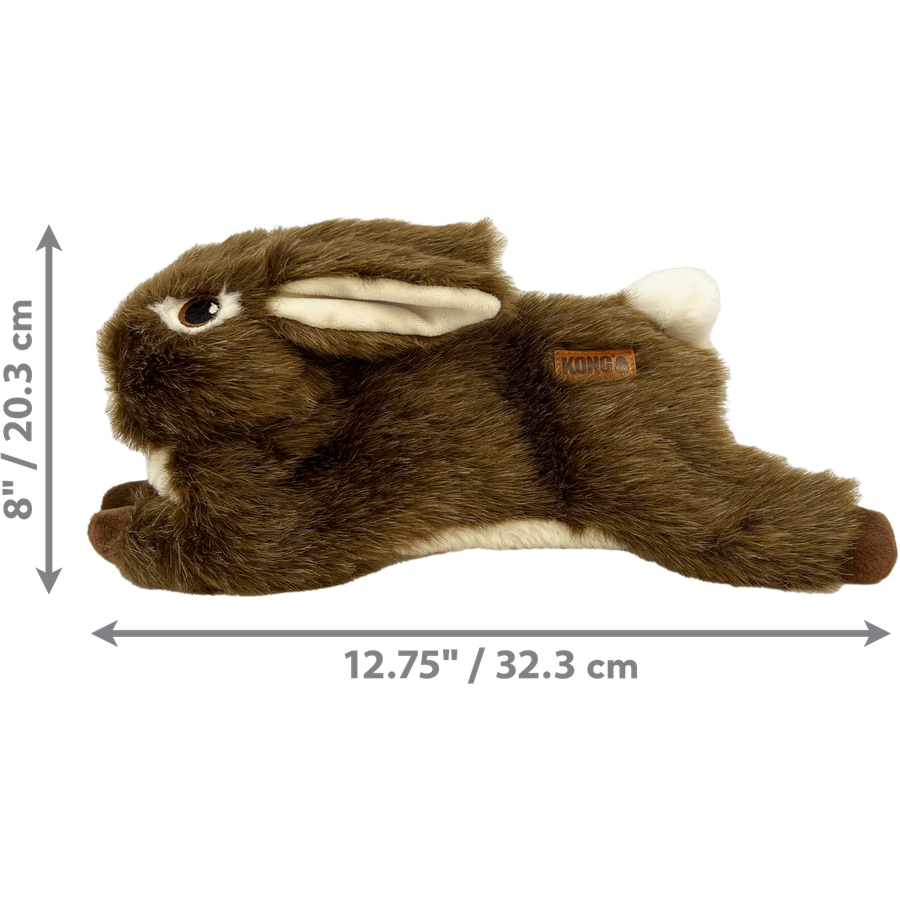 KONG Wild Low Stuff Rabbit Jouet pour Chien Taille M Peluche Dense avec Couineur et Corps Souple