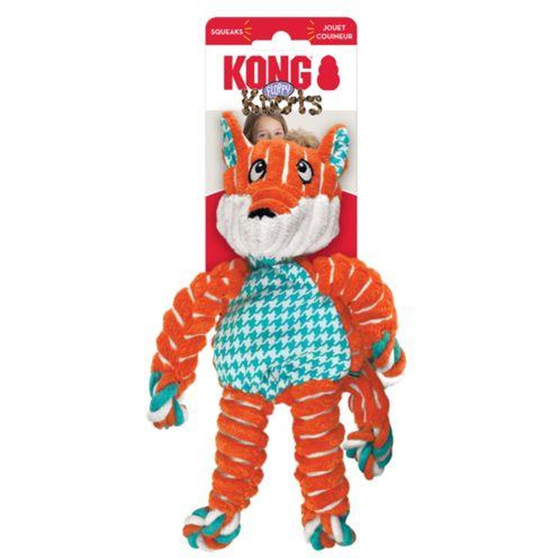 KONG Floppy Knots Fox S/M Jouet Peluche Renard Petit/Moyen Chien