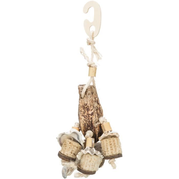 TRIXIE Jouet Naturel Gousse Acajou Coquillage Bambou et Maïs 26cm
