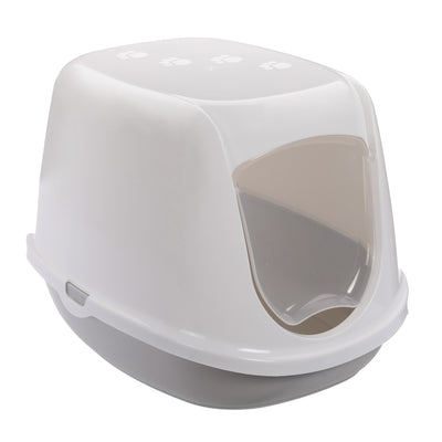 Maison de toilette pour chaton Mon Ami Luki, avec capot blanc et porte basculante