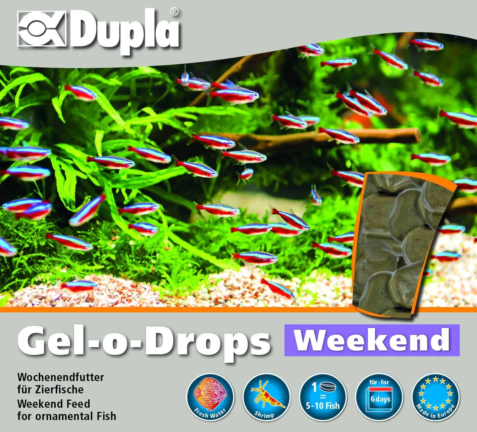 HOBBY-DOSHE AQUARISTIK Dupla Gel-o-Drops Weekend Aliment gelée spécial week-end poissons tropicaux 12x2g