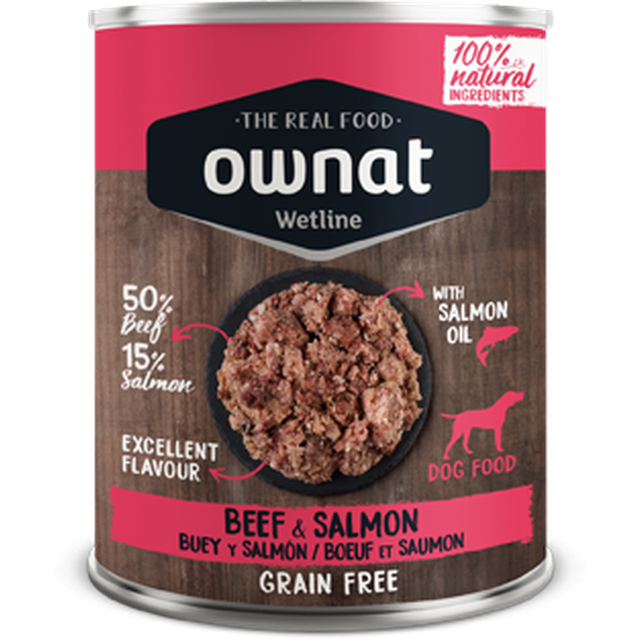 OWNAT Wetline Boeuf et Saumon pour Chien Adulte 395g