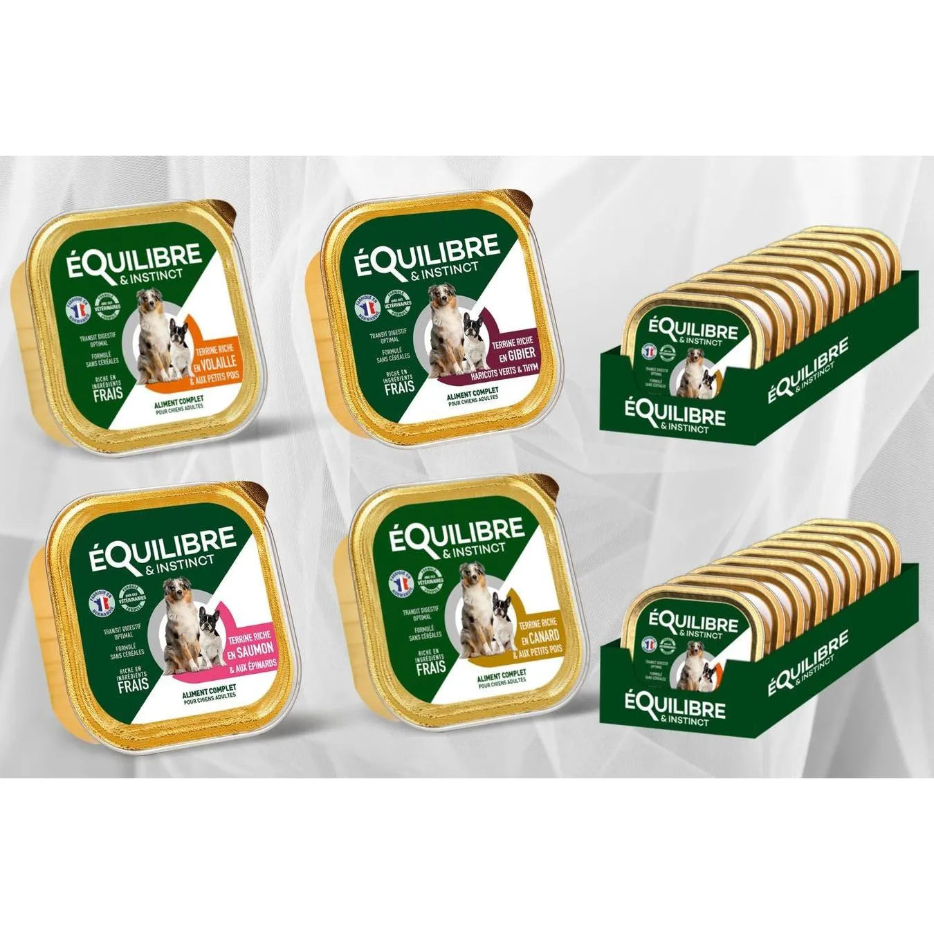 EQUILIBRE & INSTINCT Terrine BIO pour chien adulte riche en volaille et petits pois 300g