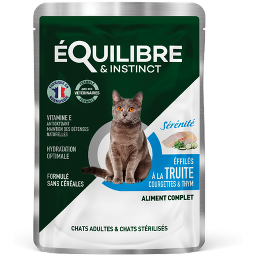 EQUILIBRE & INSTINCT Terrine pour chat stérilisé riche en saumon & aux courgettes 12x100g