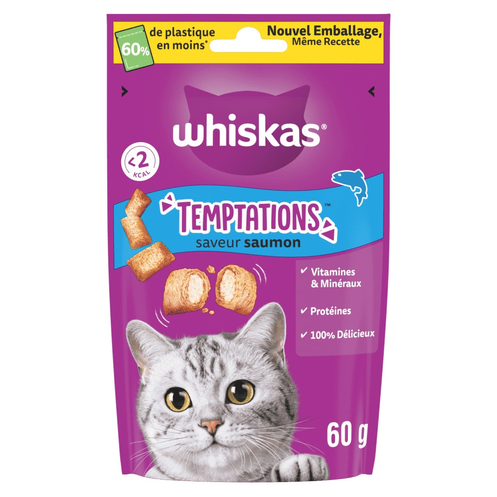 WHISKAS Temptations Saveur Saumon Friandises pour Chat Adulte 180 g (ex-Catisfactions)
