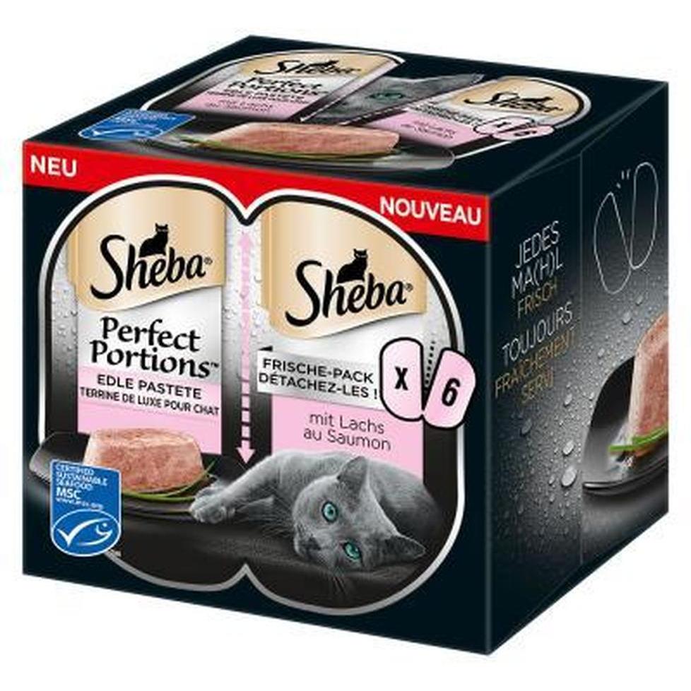 SHEBA Perfect Portions Terrine Luxe au Saumon pour Chats Adultes 3x75g