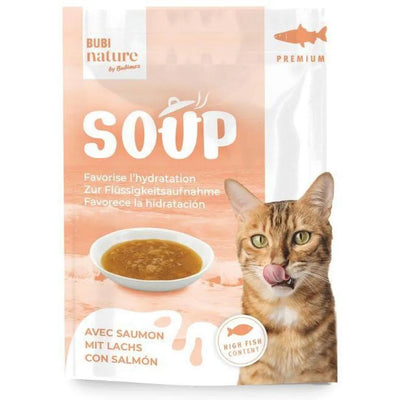 Soupe au saumon BUBI Nature pour chat – sachet premium hydratant, haute teneur en poisson