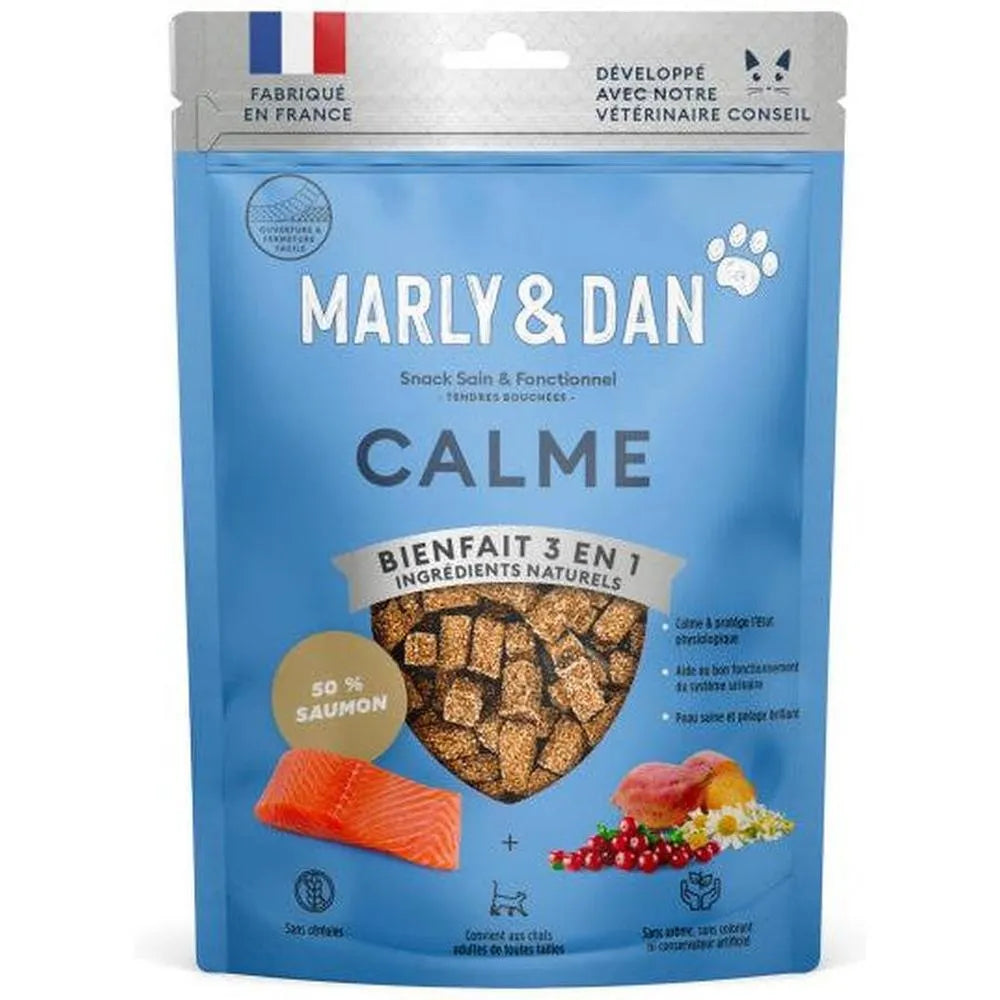 MARLY ET DAN Bouchées Calme pour Chat Saumon Camomille Valériane 40g