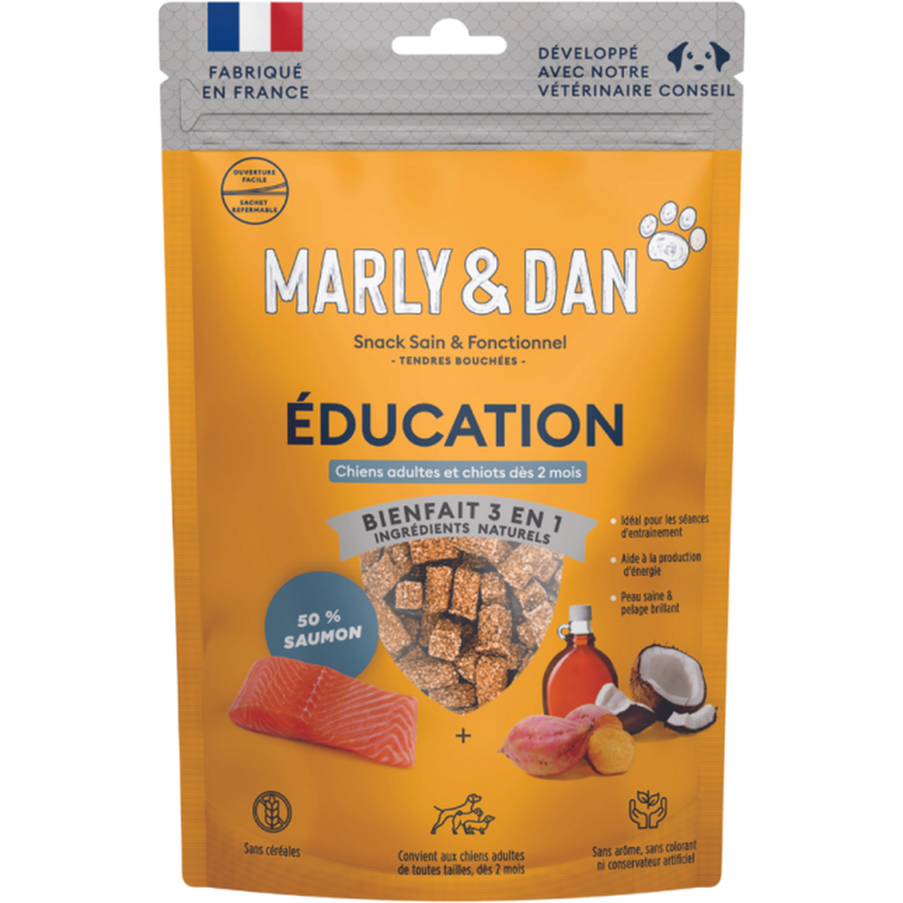 MARLY ET DAN Tendres Bouchées Training pour Chiens Adultes Saumon Sans Céréales 100g