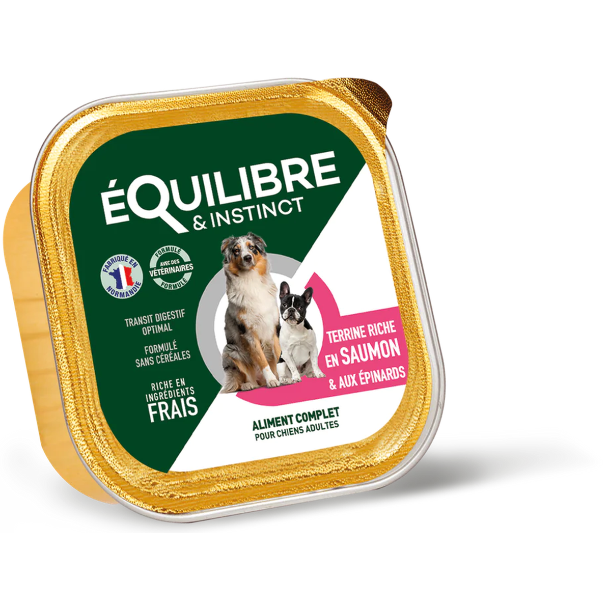 EQUILIBRE & INSTINCT Terrine pour chien adulte riche en saumon & épinards 300g
