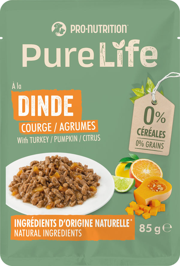 PURE LIFE Chat – Effilés à la dinde, courge et agrumes 85 g