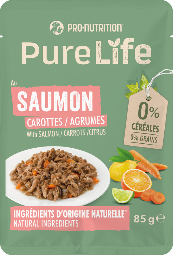 PURE LIFE Chat – Effilés au saumon, carottes et agrumes 85 g