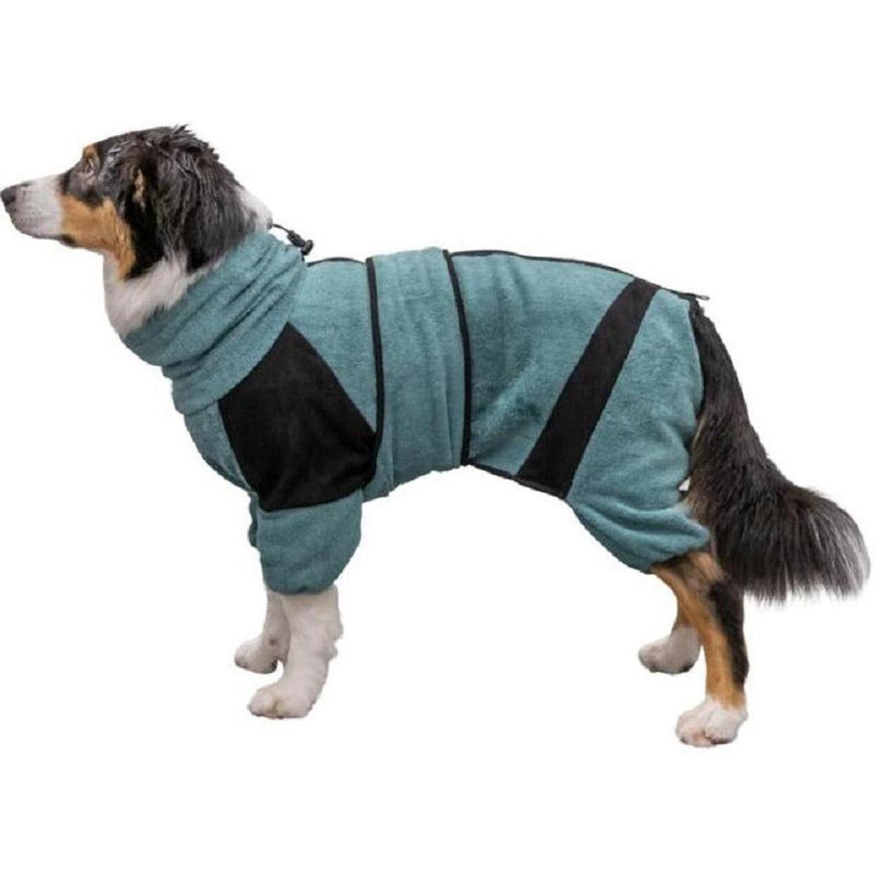 TRIXIE Peignoir Serviette pour Chien Gris Taille L Dos 60 cm Tissu Éponge Réglable