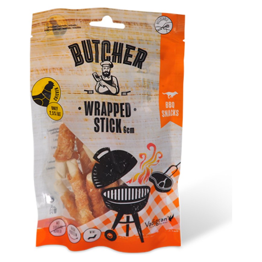 VADIGRAN Butcher BBQ Chicken Wrapped Stick Mini 6cm Friandises pour Chien 70g
