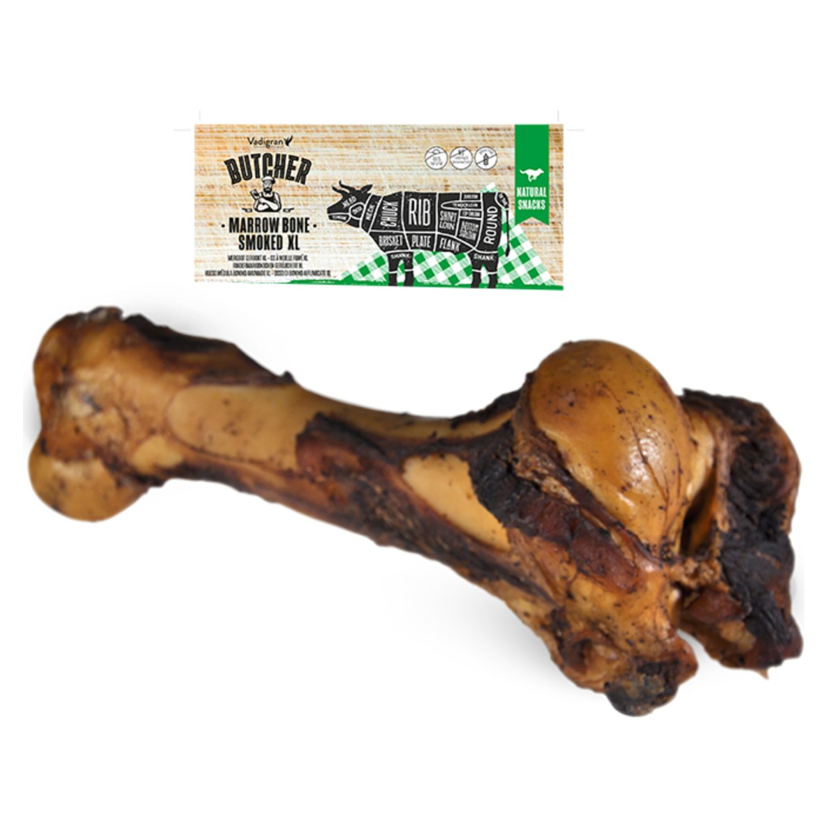 VADIGRAN Butcher Natural Os de Bœuf Fumé XL 30cm à Mâcher pour Chien