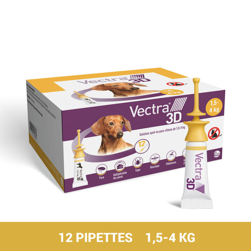 VECTRA Pipettes antiparasitaires vétérinaires pour chiens 4-10 kg 3 pipettes