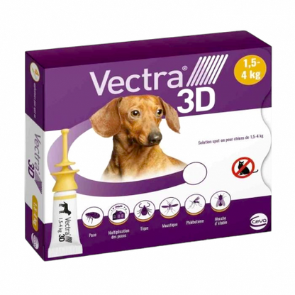 VECTRA Pipettes antiparasitaires vétérinaires pour chiens 4-10 kg 3 pipettes