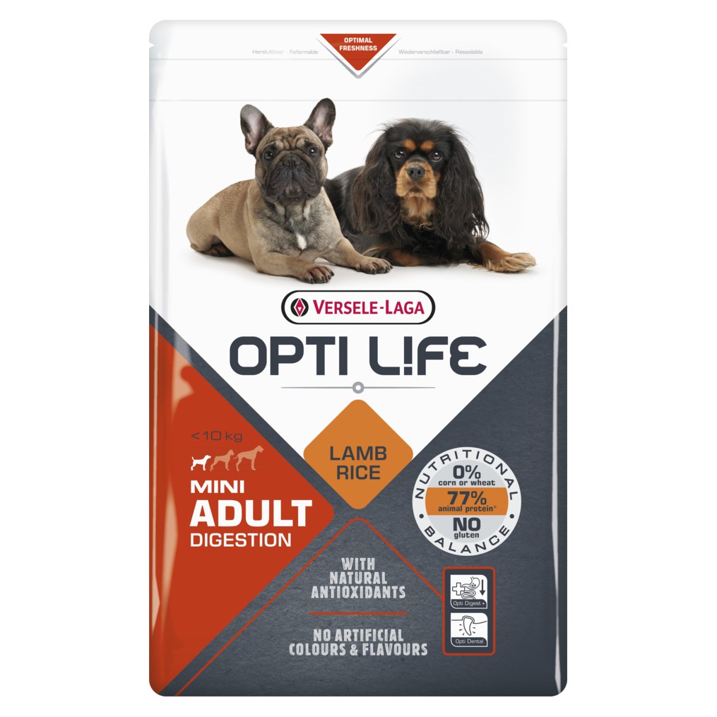 VERSELE-LAGA Opti Life Adult Digestion Mini Agneau et Riz Croquettes pour Petit Chien 2,5kg