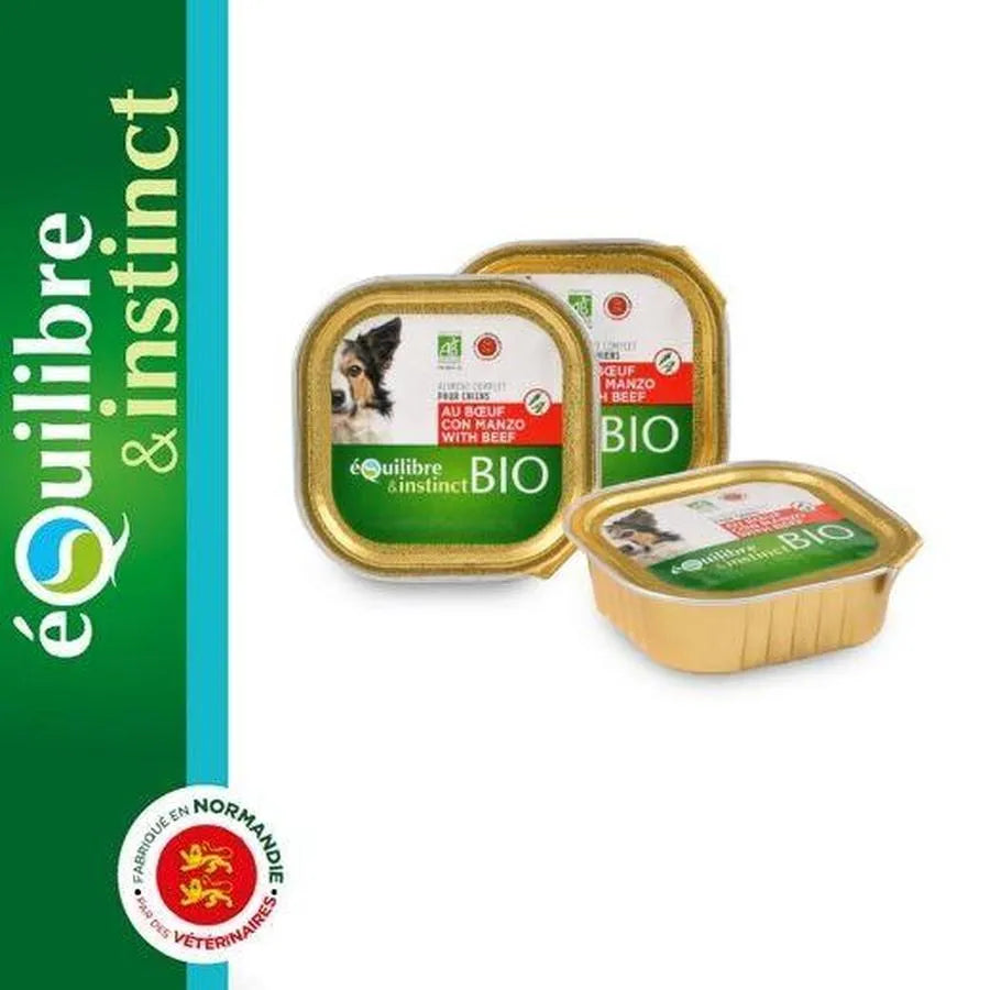 EQUILIBRE & INSTINCT Terrine pour chien adulte boeuf BIO 300g