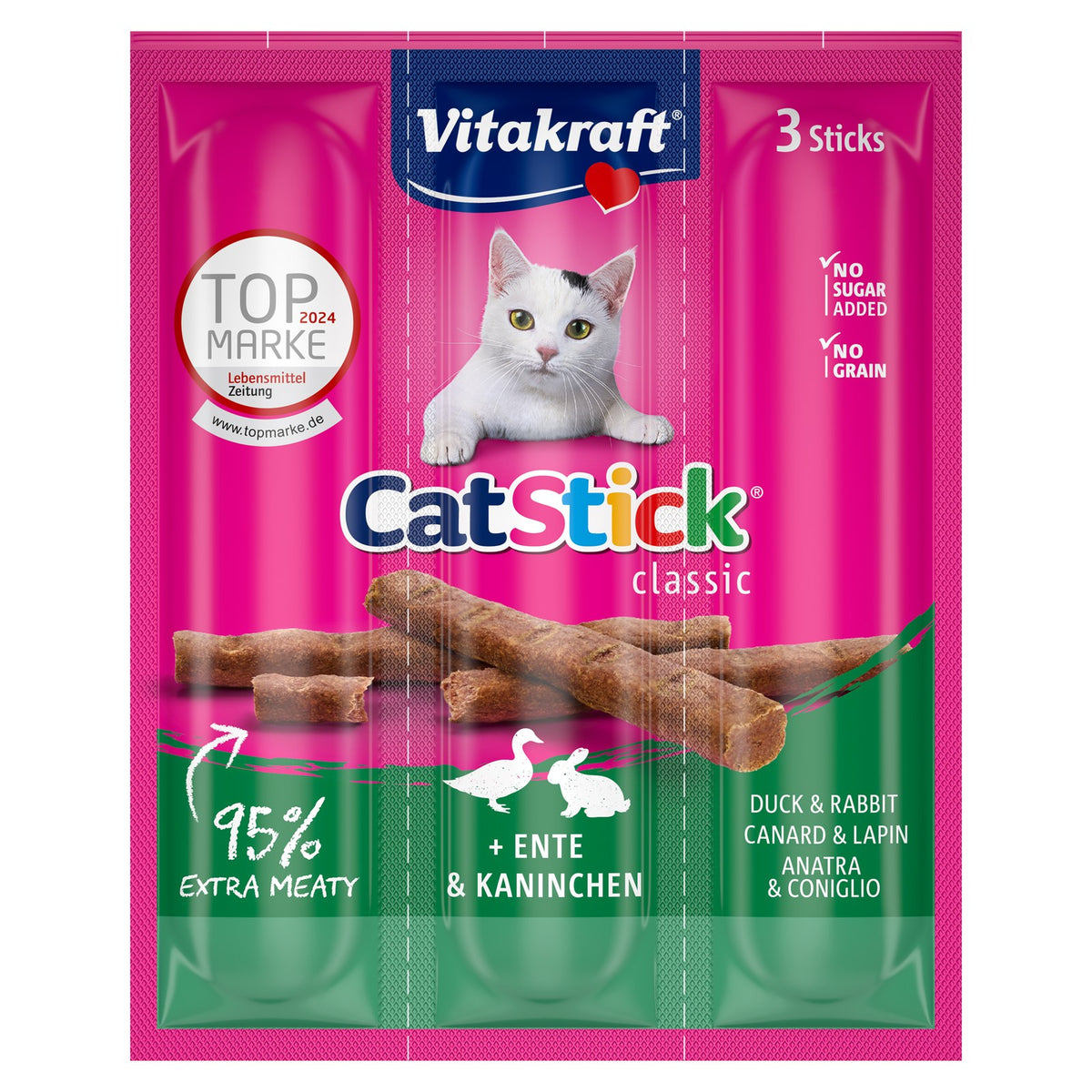 VITAKRAFT Cat Stick Classic Canard et Lapin Friandises pour Chat 3 Sticks