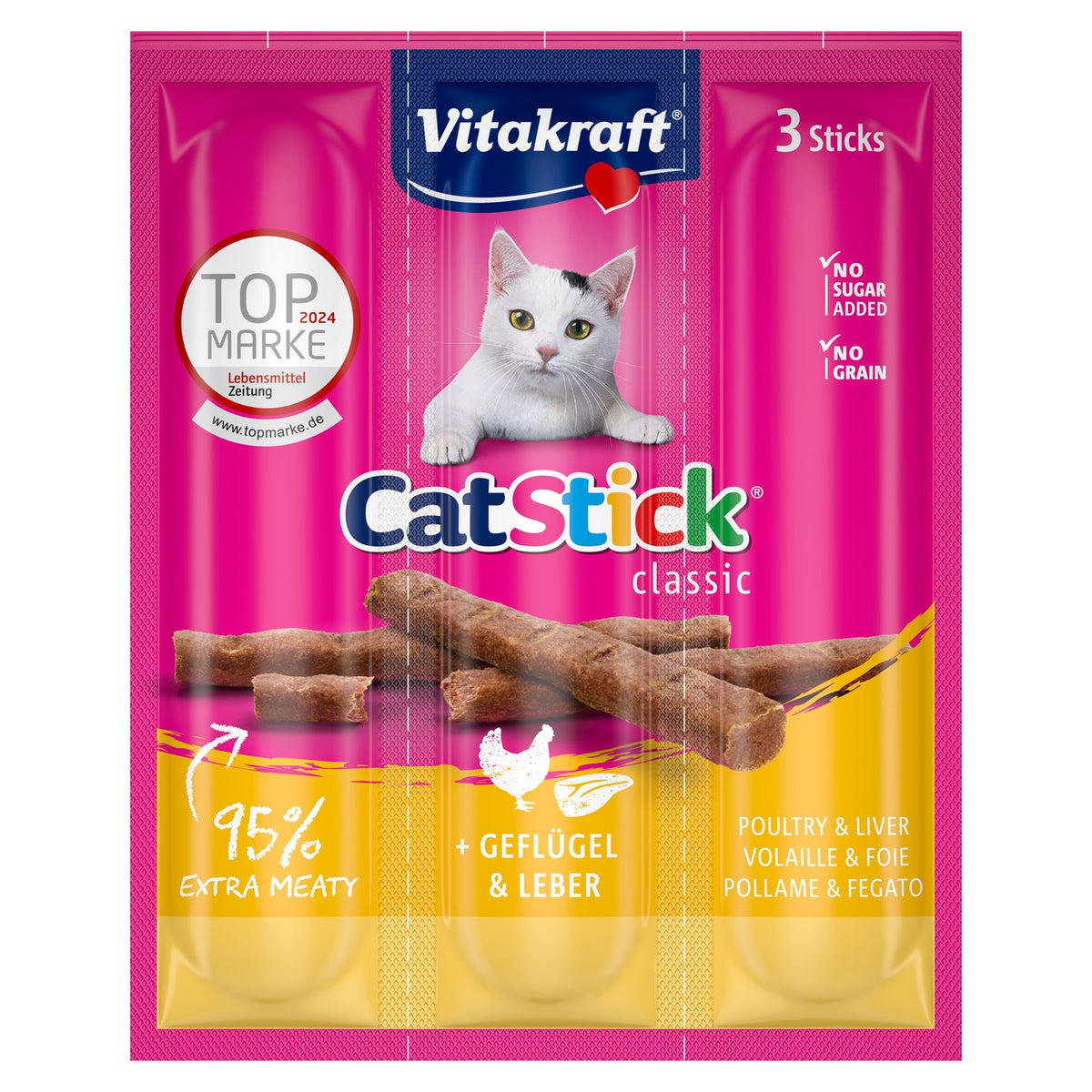 VITAKRAFT Cat Stick Classic Volaille et Foie Friandises pour Chat 3 Sticks