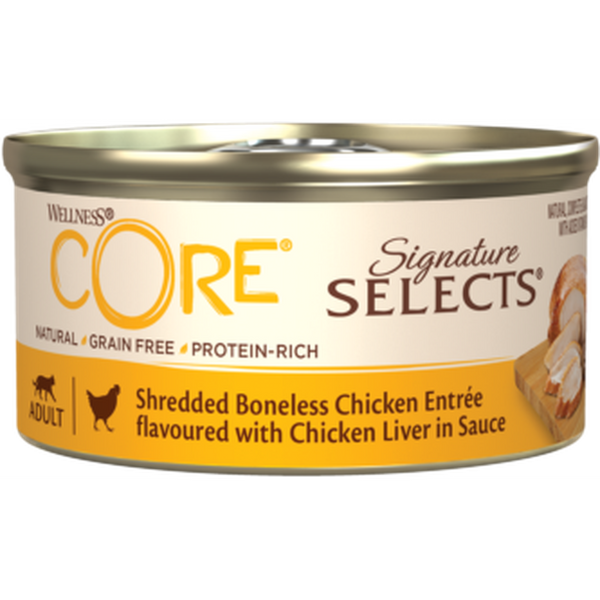 WELLNESS CORE Chat Signature Selects Nourriture humide Poulet Foie de poulet 79g