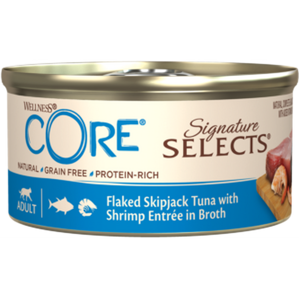 WELLNESS CORE Signature Selects Nourriture humide pour chat Thon Crevettes 79g