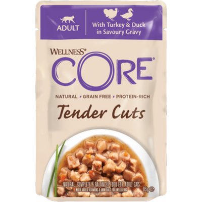 WELLNESS CORE Chat Tender Cuts Dinde & Canard 85g