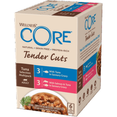 WELLNESS CORE Tender Cuts Nourriture humide pour Chat Sélection de Thon 6x85g