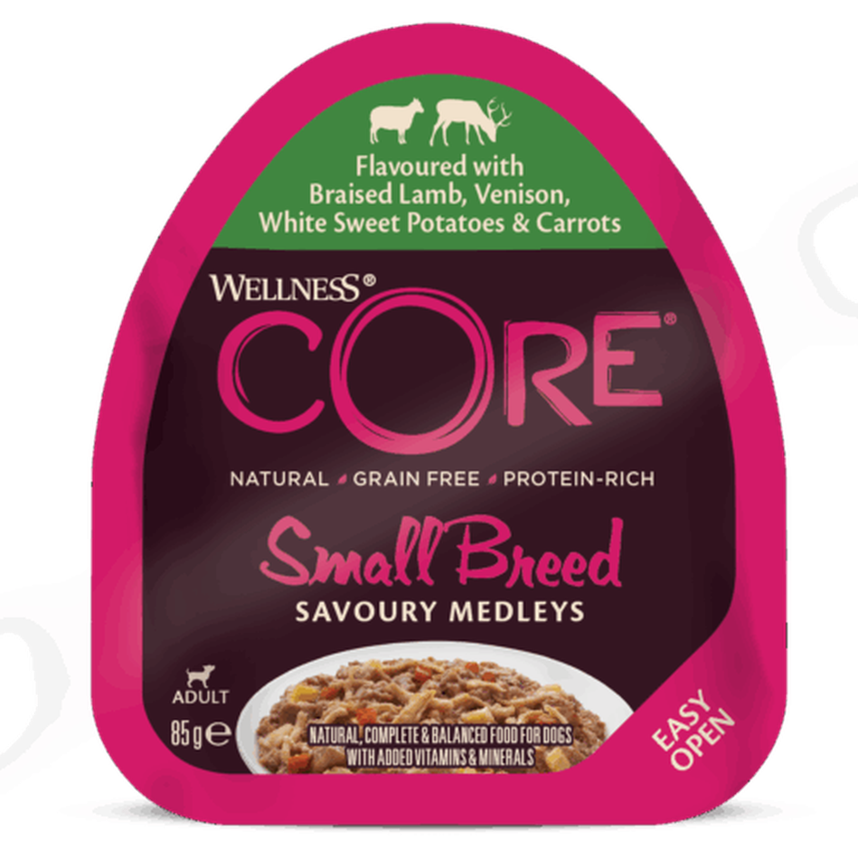 WELLNESS CORE Chien Small Breed Savoury Medley Agneau Chevreuil Légumes 6x85g