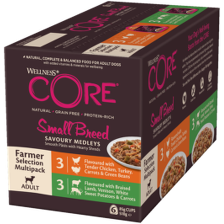 WELLNESS CORE Savoury Medleys Small Breed Farmer Selection 6x85g