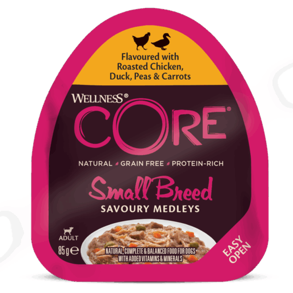 WELLNESS CORE Chien Savoury Medley Nourriture humide Canard Poulet Légumes 6x85g