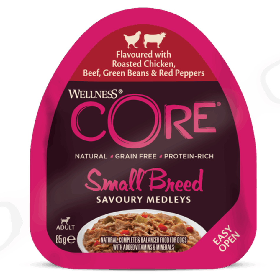 WELLNESS CORE Chien Savoury Medley Nourriture humide Poulet Boeuf Légumes 6x85g
