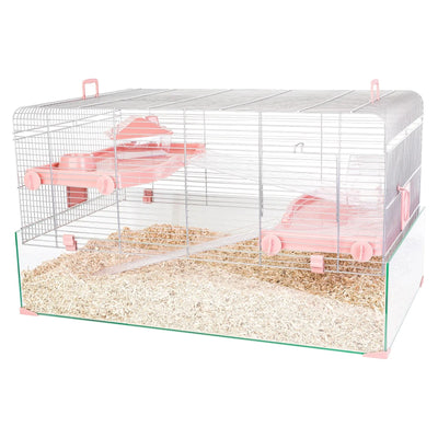 ZOLUX Panas Colour 80 Cage Connectable pour Hamster et Souris avec Bac en Verre 79x48x45cm Rose